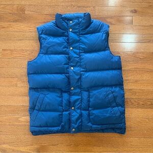 Lands’ End Down Puffer Vest Snap Up Men’s Medium Navy Blue Gorpcore Outdoor